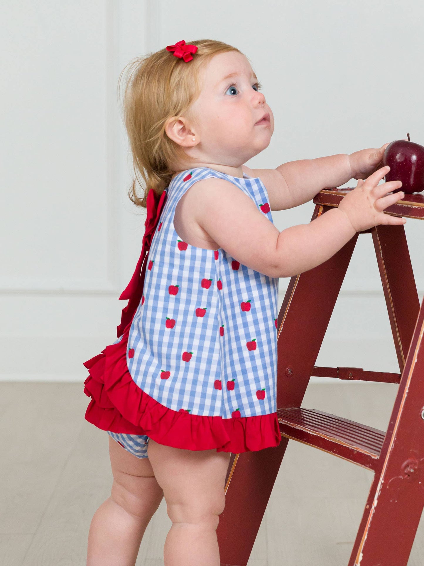 Baby Girls Apple Orchard Classic Gingham Ruffle Swing Top and Bloomer Set
: Blue / 3-6m