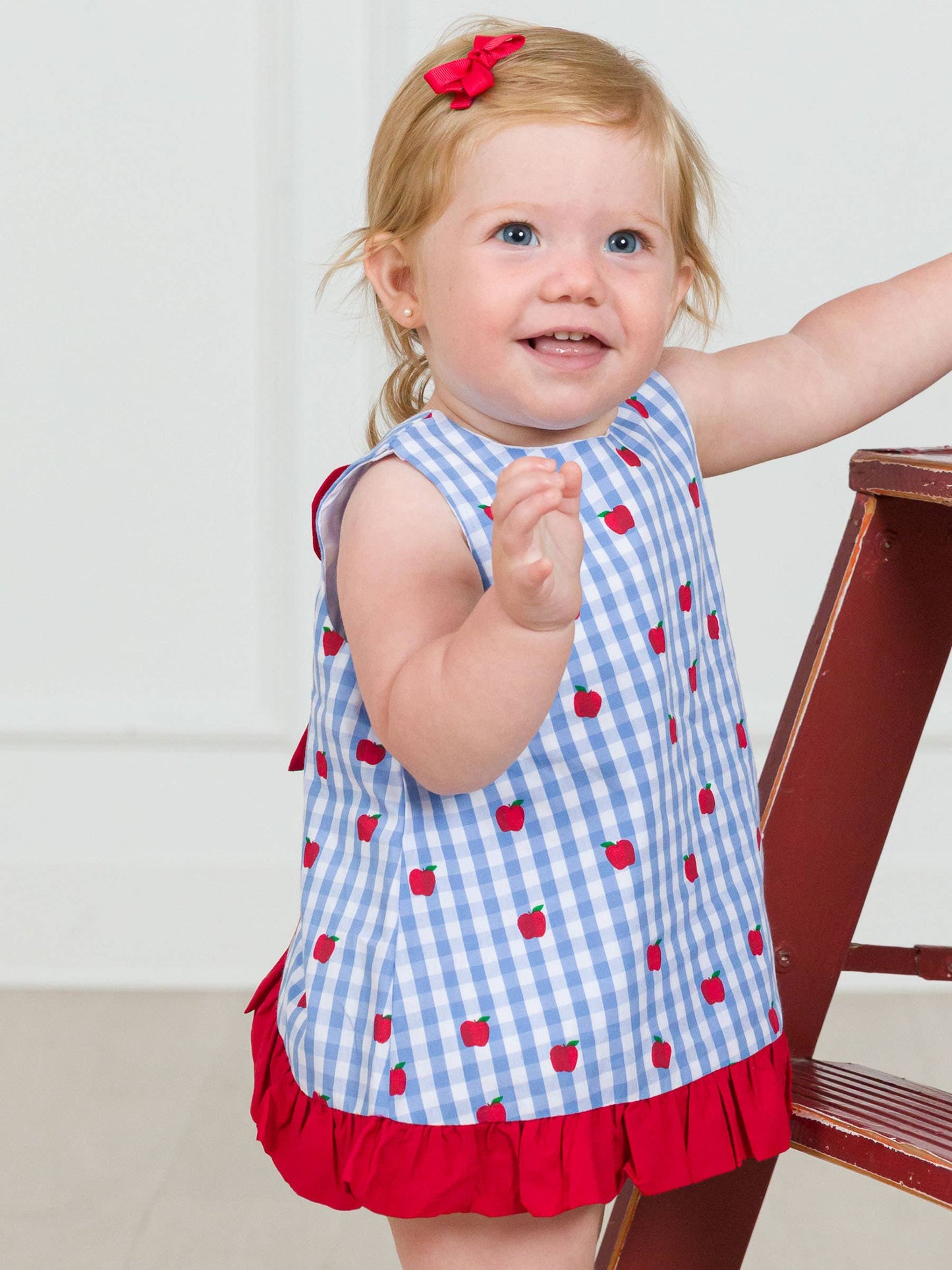 Baby Girls Apple Orchard Classic Gingham Ruffle Swing Top and Bloomer Set
: Blue / 3-6m
