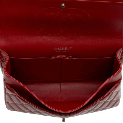 RED CHANEL PATENT LEATHER DOUBLE FLAP