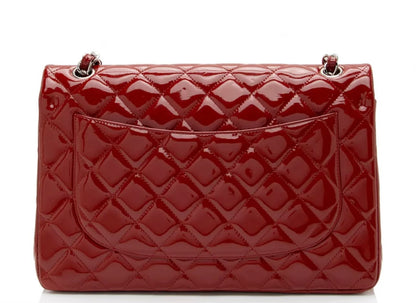 RED CHANEL PATENT LEATHER DOUBLE FLAP