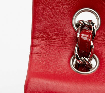 RED CHANEL PATENT LEATHER DOUBLE FLAP