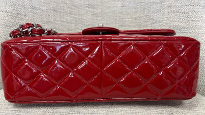 RED CHANEL PATENT LEATHER DOUBLE FLAP