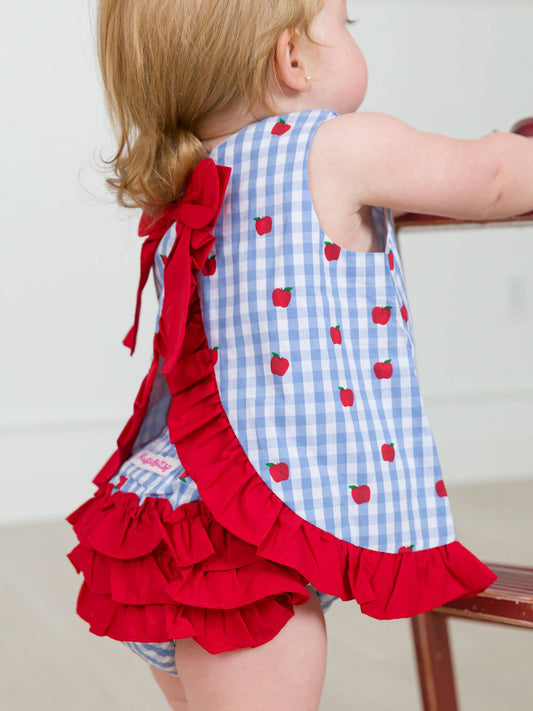 Baby Girls Apple Orchard Classic Gingham Ruffle Swing Top and Bloomer Set
: Blue / 12-18m